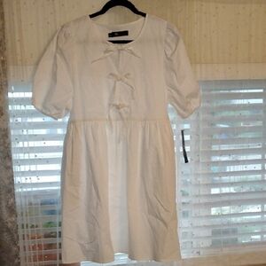 Be by Chetta Woman's Short Sleeve Sea Breeze White Tie Down Blouse, Size: L, NWT